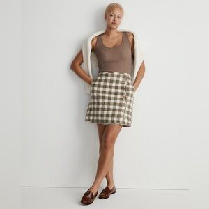 Madewell Curvy Quilted Flannel Mini Skirt in Gingham Check Size 2
